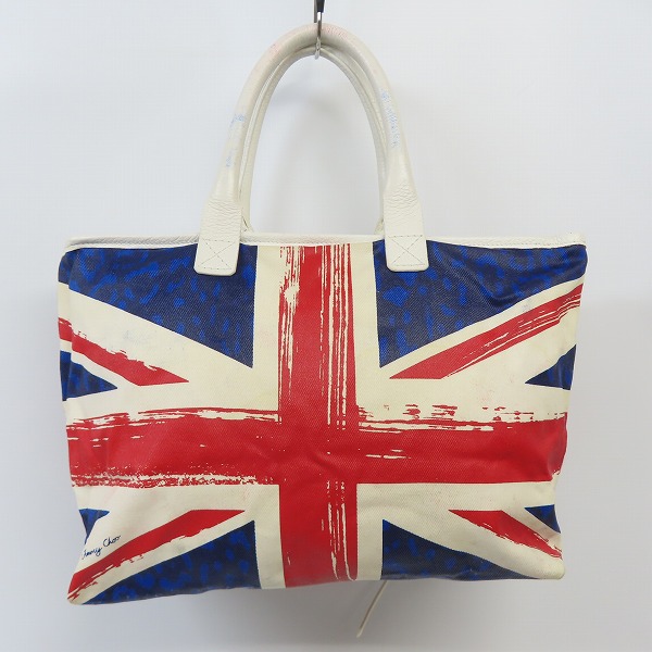 実際に弊社で買取させて頂いたJIMMY CHOO/ジミーチュウ  ユニオンジャック/国旗 スタッズ ハンドバッグ の画像 1枚目