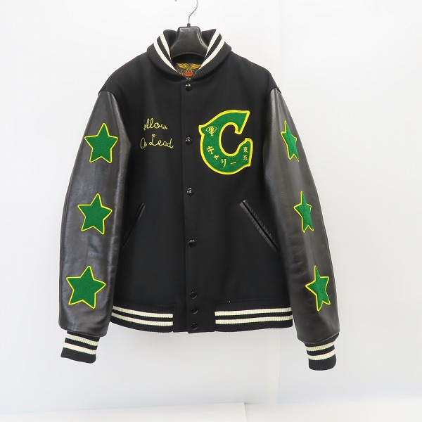 実際に弊社で買取させて頂いたCALEE/キャリー SUPPLTY スタジャン 東京ワッペン レザー 袖切り替え ブラック/L 