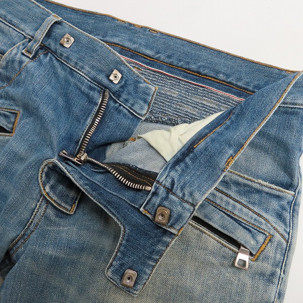 実際に弊社で買取させて頂いた【JPタグ】BALMAIN/バルマン 蛇腹バイカーデニムパンツ S7H9551TO14E/28の画像 3枚目