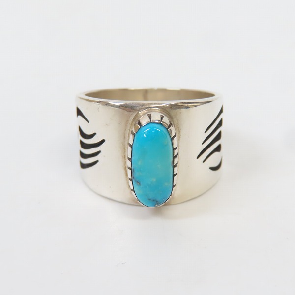 実際に弊社で買取させて頂いたHopi/ホピ族 Marcus Coochwikvia/マーカス クーチウクヴィア作 ベアークロー/ターコイズ リング 22号の画像 1枚目