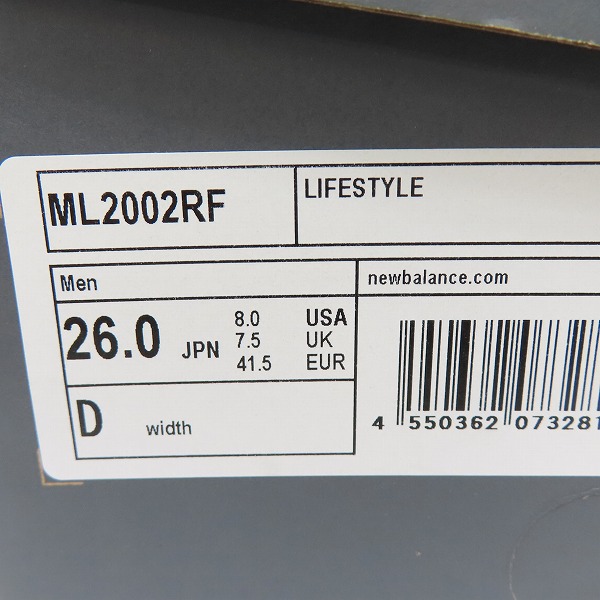 実際に弊社で買取させて頂いたNEW BALANCE×atmos/ニューバランス×アトモス ローカットスニーカー ML2002RF/26.0の画像 9枚目