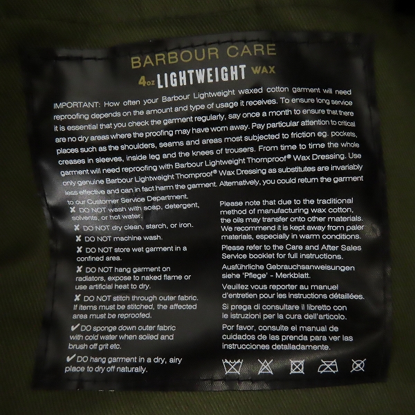実際に弊社で買取させて頂いたBarbour×KAPTAIN SUNSHINE/バブアー × キャプテンサンシャイン Stand Collar Traveller オイルドコート 2002351/40の画像 3枚目
