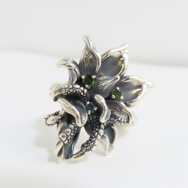 実際に弊社で買取させて頂いた【ギャラ付き】Bloody mary/ブラッディマリー 雨の日限定 レンテ リング w/グリーントルマリン/ブルートパーズ 15号の画像 1枚目