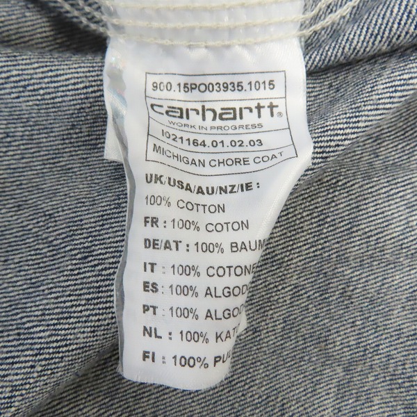 実際に弊社で買取させて頂いたCARHARTT WIP/カーハート MICHIGAN CHORE COAT/デニム カバーオールジャケット/Mの画像 3枚目