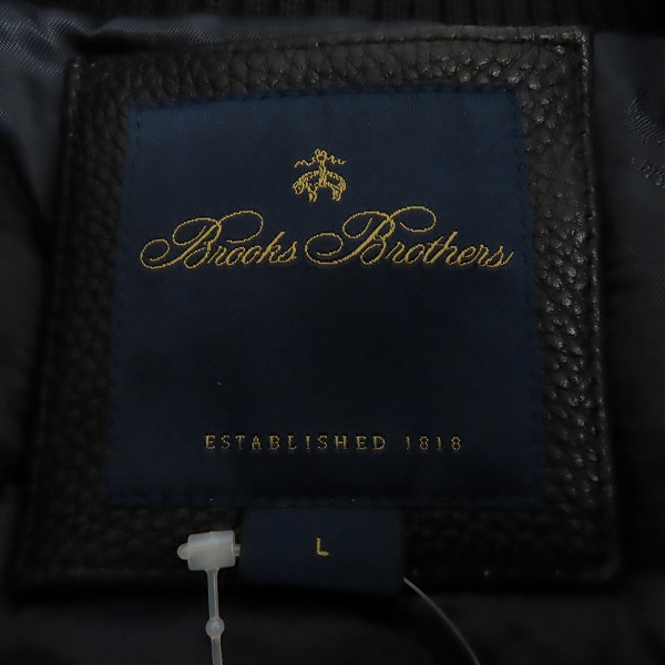 実際に弊社で買取させて頂いた【未使用】BROOKS BROTHERS/ブルックスブラザーズ EDIFICE 別注 袖レザー スタジャン ブラック/Lの画像 2枚目