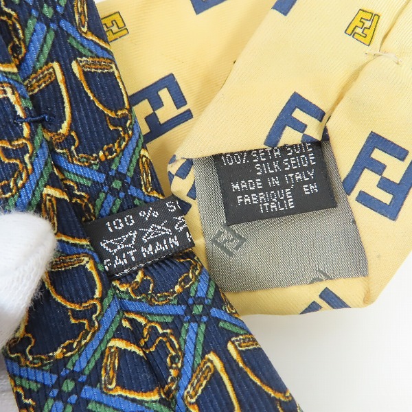 実際に弊社で買取させて頂いたFENDI/フェンディ Christian Dior/クリスチャンディオール 総柄 ネクタイ 2点セットの画像 4枚目