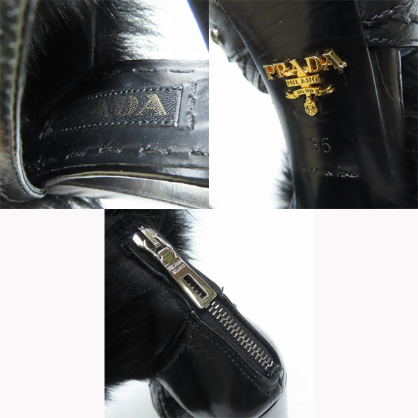 実際に弊社で買取させて頂いた【難あり】PRADA/プラダ ムートン ファー レザー チャンキーヒールパンプス/35の画像 5枚目