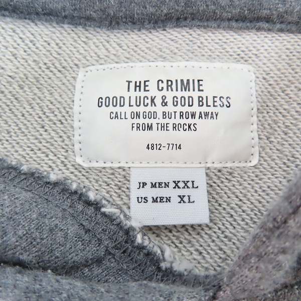実際に弊社で買取させて頂いたTHE CRIMIE/クライミー ロゴプリント プルオーバーパーカー CR1-02A5-CL52/XXLの画像 2枚目