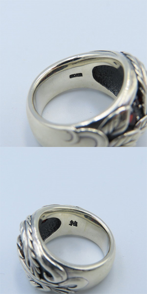 実際に弊社で買取させて頂いた【ギャラ付き】BloodyMary/ブラッディマリー Lava/ラヴァ/溶岩 リング w/ガーネット 13号の画像 6枚目