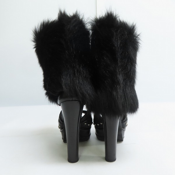 実際に弊社で買取させて頂いた【難あり】PRADA/プラダ ムートン ファー レザー チャンキーヒールパンプス/35の画像 1枚目