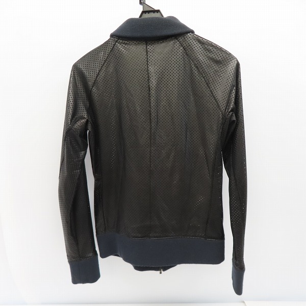 実際に弊社で買取させて頂いたwjk/ダブルジェイケー 牛革 パンチングレザー リブ ジップアップ ジャケット ブラック/Mの画像 1枚目