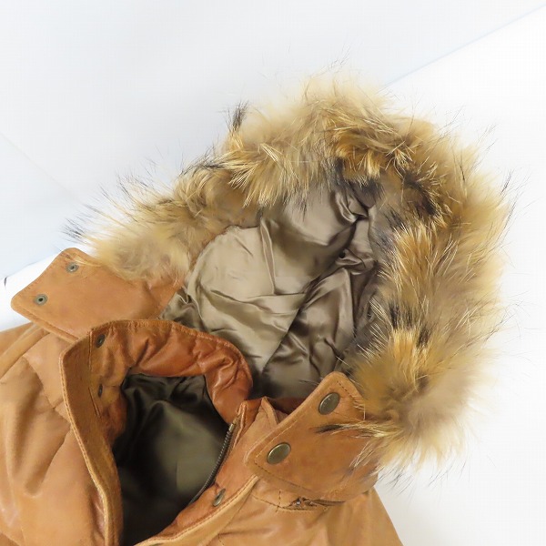 実際に弊社で買取させて頂いたPaulSmith/ポールスミス コレクション ファーフード付レザーダウンジャケット/Lの画像 5枚目