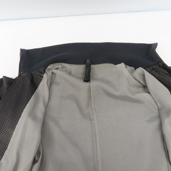 実際に弊社で買取させて頂いたwjk/ダブルジェイケー 牛革 パンチングレザー リブ ジップアップ ジャケット ブラック/Mの画像 7枚目