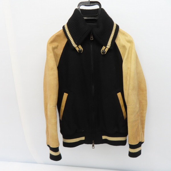 実際に弊社で買取させて頂いたNUMBER(N)INE/ナンバーナイン  袖レザー ウール スタジャン F08-NJ052B/2