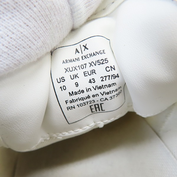 実際に弊社で買取させて頂いたARMANI EXCHANGE/アルマーニエクスチェンジ AXロゴ ボリュームソールスニーカー XUX107/XV525/US10の画像 5枚目