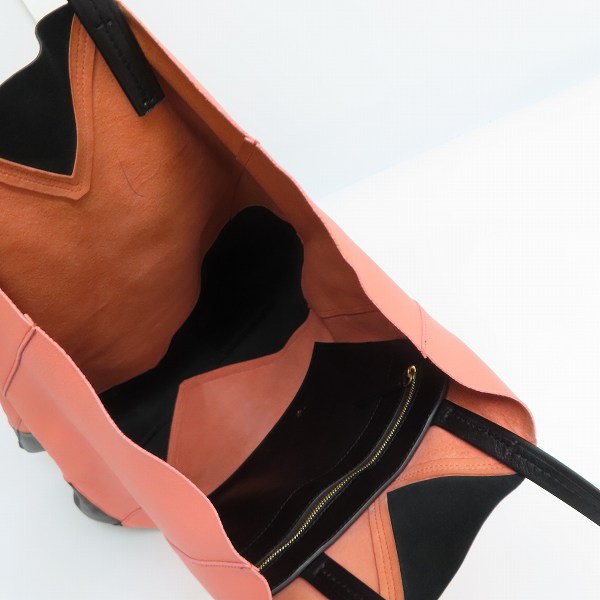 実際に弊社で買取させて頂いたCELINE/セリーヌ ホリゾンタル カバ型 バイカラー レザートートバッグの画像 3枚目