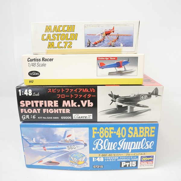実際に弊社で買取させて頂いた【おまとめ/手付】ハセガワ 1/48 F-86F-40 セイバー ブルーインパルス/スピットファイアMk.Vb フロートファイター 他/プラモの画像 5枚目