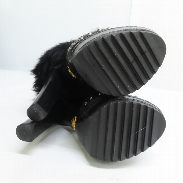 実際に弊社で買取させて頂いた【難あり】PRADA/プラダ ムートン ファー レザー チャンキーヒールパンプス/35の画像 2枚目
