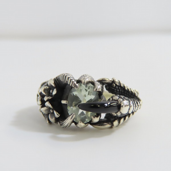 実際に弊社で買取させて頂いたBloody Mary/ブラッディマリー Rise/ライズ リング w/オニキスクロー&グリーンアメジスト 11号の画像 1枚目