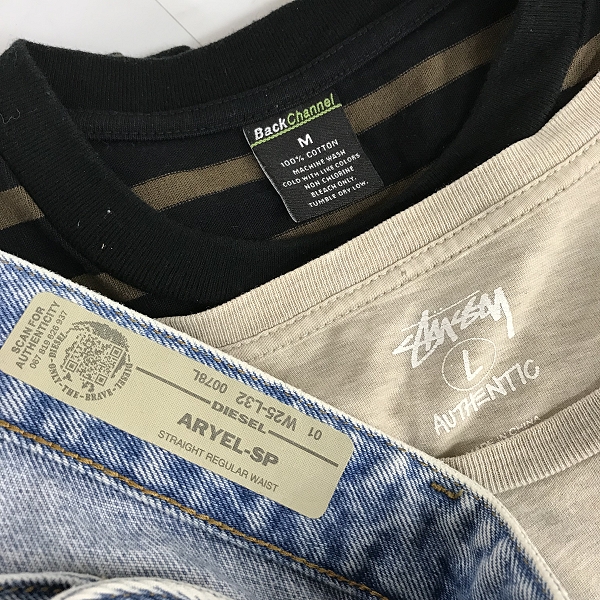 実際に弊社で買取させて頂いた【おまとめ品/未使用品含む】ディーゼル/バックチャンネル/ステューシー 等 Tシャツ/デニムパンツ/カットソー 他の画像 1枚目