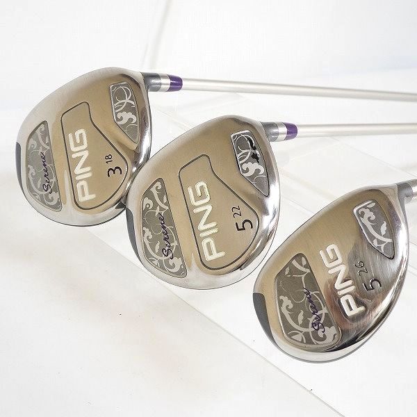 実際に弊社で買取させて頂いたPING/ピン serene/セリーヌ レディース フェアウェイウッド 3w/18°,5w/22°,ユーティリティ U5/26°3本セット 