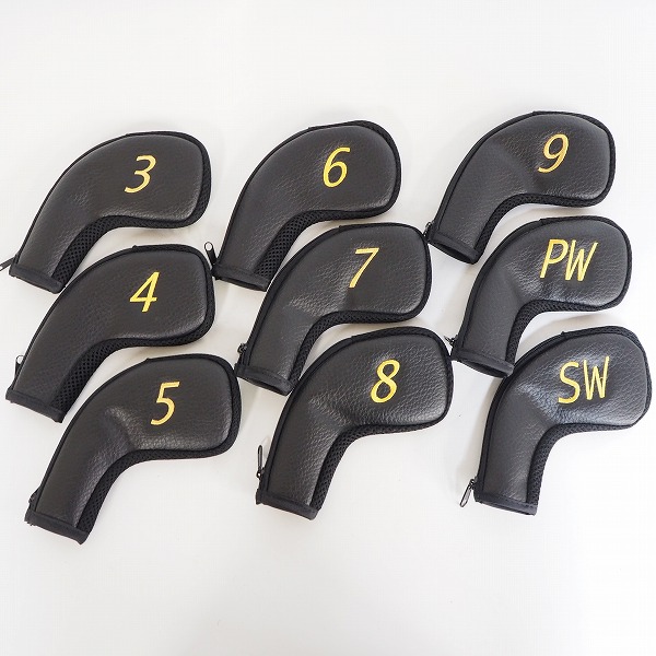 実際に弊社で買取させて頂いたTitleist/タイトリスト アイアン用ヘッドカバー #3～9,P,Sw 9個セット ブラックの画像 1枚目