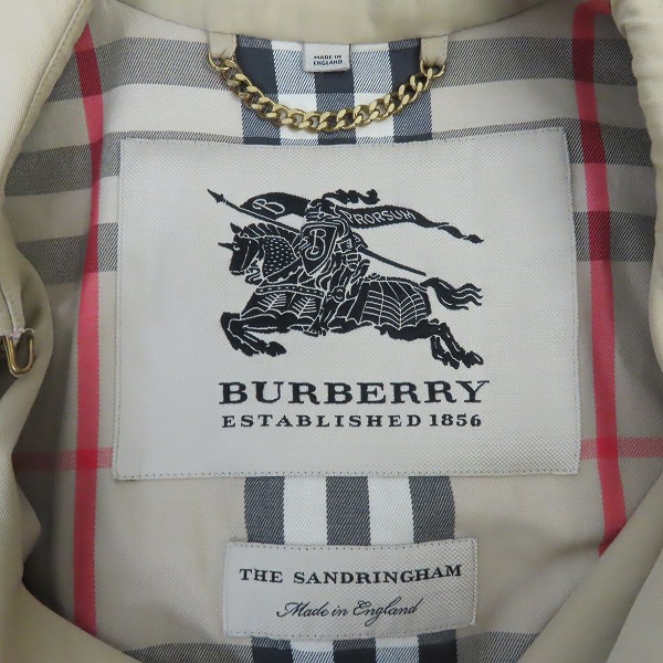 実際に弊社で買取させて頂いたBurberry/バーバリー THE SANDRINGHAM/サンドリンガム ノバチェック トレンチコート 44の画像 2枚目