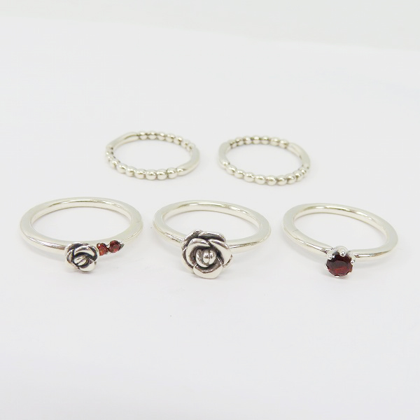 実際に弊社で買取させて頂いたBloody Mary/ブラッディマリー rose/ローズ/薔薇 モチーフ /ガーネット 5点セット