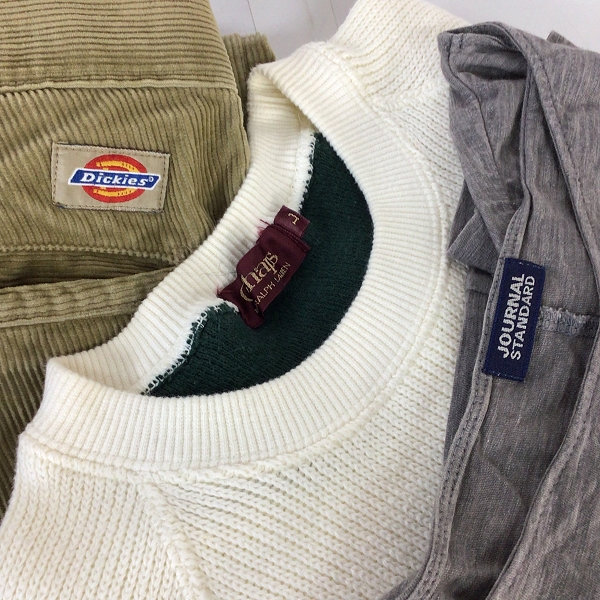 実際に弊社で買取させて頂いた【おまとめ品】ジャーナルスタンダード チャップスラルフローレン ディッキーズ等 メンズ レディース パンツ ニット Tシャツ他の画像 1枚目