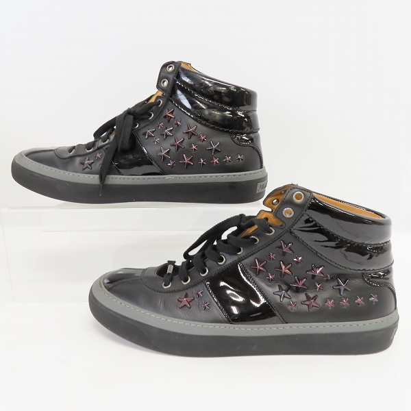 実際に弊社で買取させて頂いたJIMMY CHOO/ジミーチュウ スタースタッズ ハイカットスニーカー ブラック/45の画像 3枚目