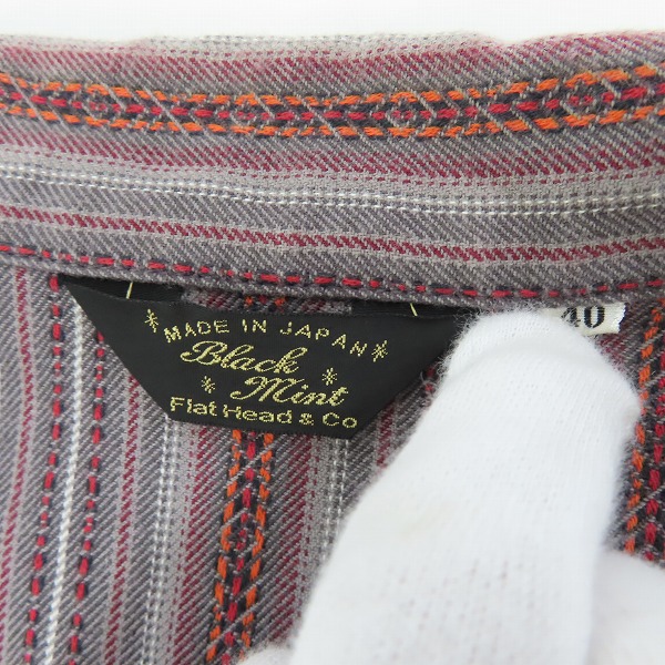 実際に弊社で買取させて頂いたFLAT HEAD/フラットヘッド BLACK MINT/ブラックミント チェック柄 長袖 シャツ/40の画像 2枚目