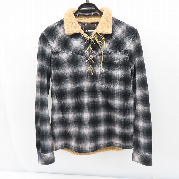 実際に弊社で買取させて頂いたn(n) BY NUMBER (N)INE/エヌエヌバイナンバーナイン 襟ボア チェック プルオーバーシャツ/2