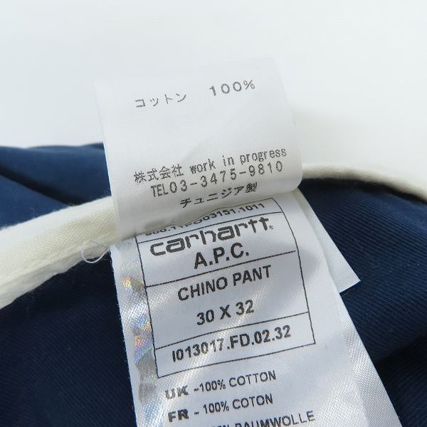 実際に弊社で買取させて頂いたAPC×Carhartt/アーペーセー×カーハート チノパンツ/30/32の画像 2枚目
