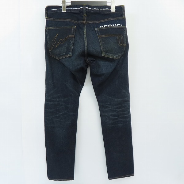 実際に弊社で買取させて頂いたFRAGMENT DESIGN ×SEQUELフラグメントデザイン×シークエル デニムパンツ ウォッシュ加工 インディゴ/Sの画像 1枚目