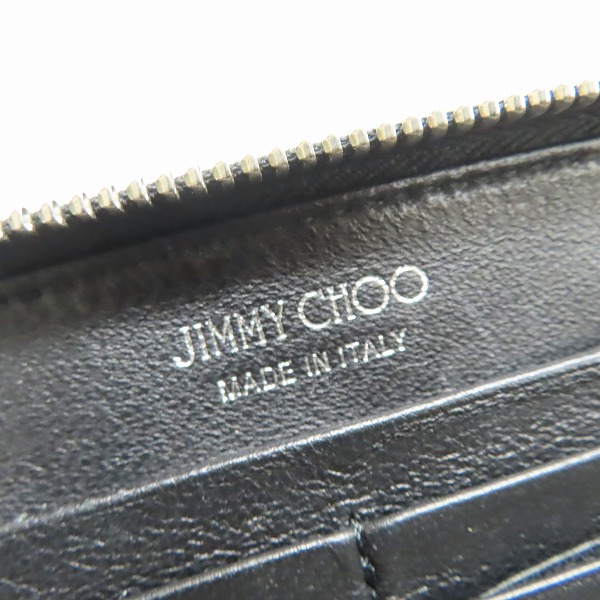 実際に弊社で買取させて頂いたJIMMY CHOO/ジミーチュウ スタースタッズ レザー ラウンドファスナー長財布の画像 4枚目