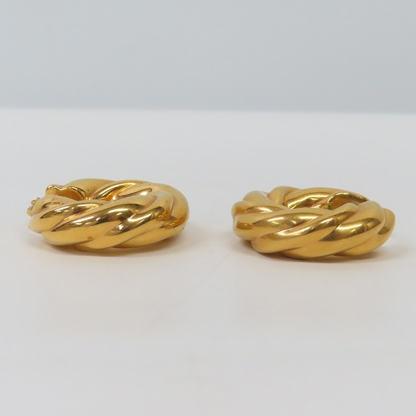 実際に弊社で買取させて頂いたCELINE/セリーヌ フープピアス アンティーク ツイスト ゴールドの画像 2枚目