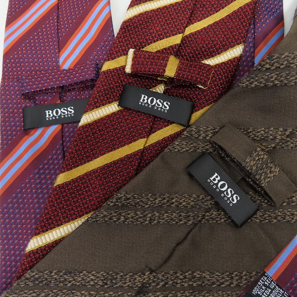 実際に弊社で買取させて頂いたHUGO BOSS/ヒューゴボス 斜線柄ネクタイ 3点セットの画像 2枚目