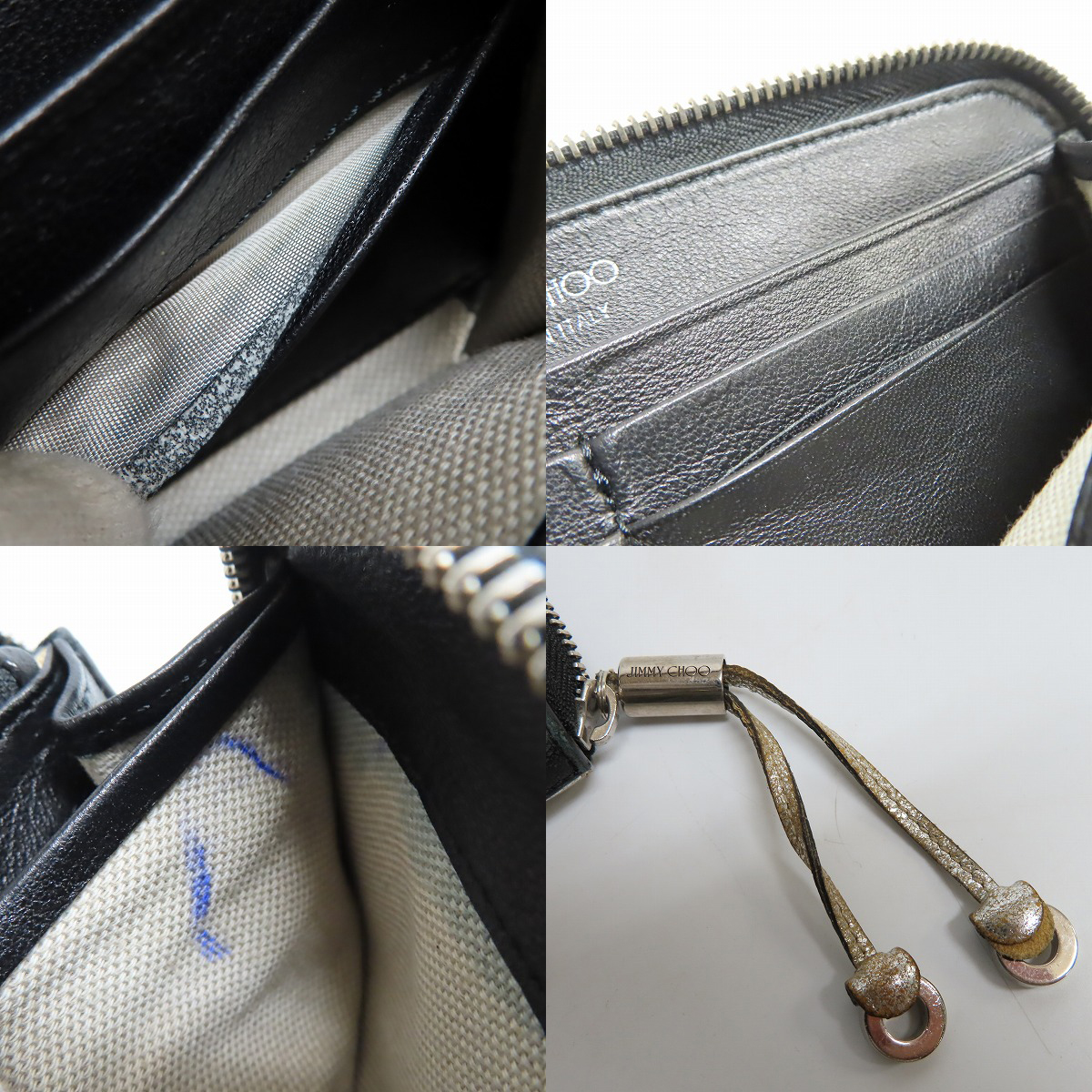 実際に弊社で買取させて頂いたJIMMY CHOO/ジミーチュウ スタースタッズ レザー ラウンドファスナー長財布の画像 8枚目