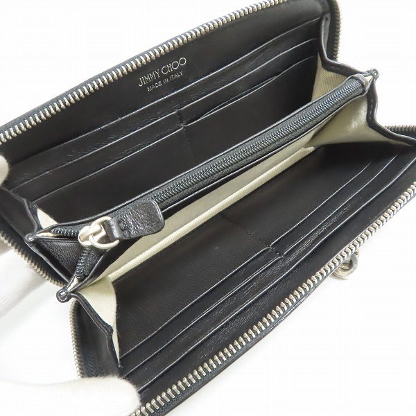 実際に弊社で買取させて頂いたJIMMY CHOO/ジミーチュウ スタースタッズ レザー ラウンドファスナー長財布の画像 3枚目