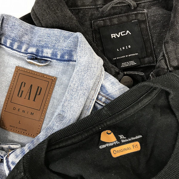 実際に弊社で買取させて頂いた【おまとめ品/未使用含む】RVCA/ルーカ GAP/ギャップ Carhartt/カーハート他 Gジャン/Tシャツの画像 1枚目