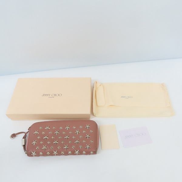 実際に弊社で買取させて頂いたJIMMY CHOO/ジミーチュウ スタースタッズ レザー ラウンドファスナー長財布の画像 8枚目