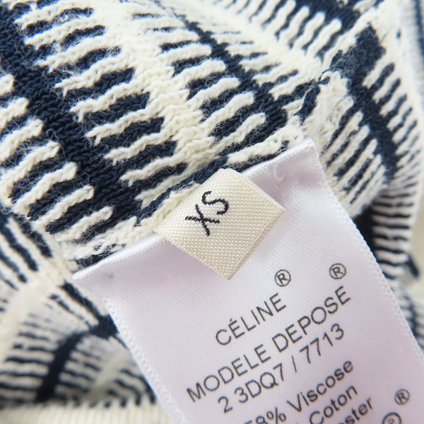 実際に弊社で買取させて頂いた【JPタグ】CELINE/セリーヌ ボーダー クルーネック ニット ワンピース ホワイト ネイビー/XSの画像 3枚目