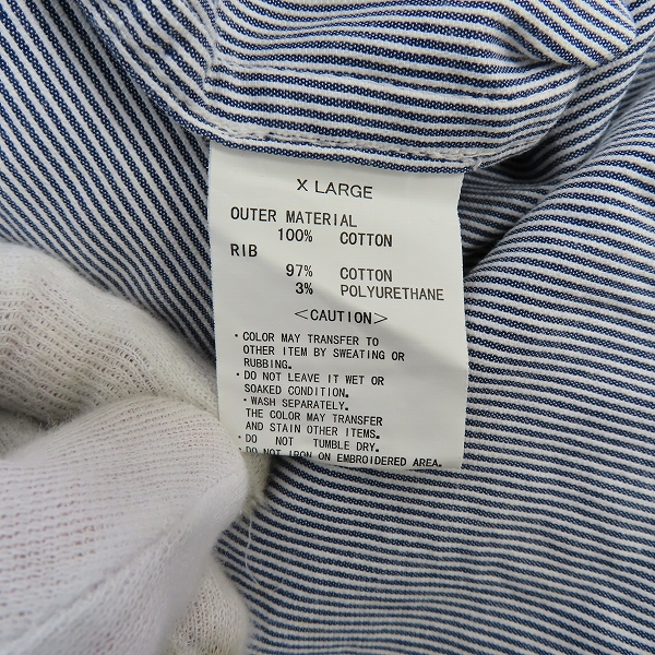 実際に弊社で買取させて頂いたSTUSSY/ステューシー AUTHENTIC GEAR 金タグ ジップアップ ストライプ パーカー/XLの画像 3枚目