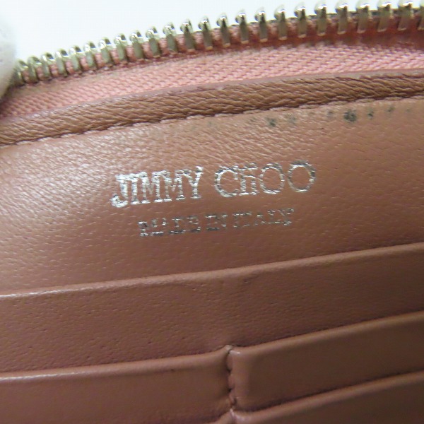 実際に弊社で買取させて頂いたJIMMY CHOO/ジミーチュウ スタースタッズ レザー ラウンドファスナー長財布の画像 4枚目
