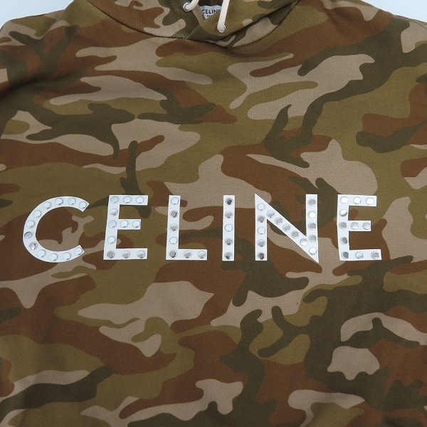 実際に弊社で買取させて頂いたCELINE/セリーヌ 22SS Hoodie In Cotton Fleece With Studs Camo Washed / White スタッズフーディ 2Y676247Q/XSの画像 8枚目
