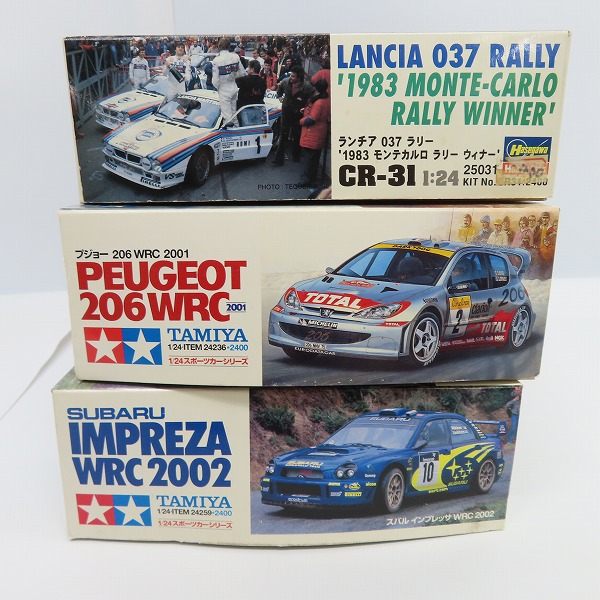 実際に弊社で買取させて頂いた【未組立】タミヤ/ハセガワ 1/24 プジョー 206 ERC 2001/スバル インプレッサ WRC 2002/ランチア 037 ラリー 3点セットの画像 4枚目