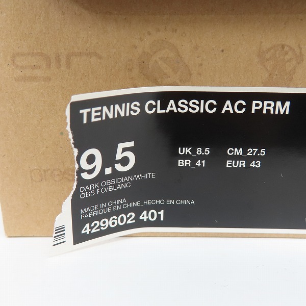 実際に弊社で買取させて頂いた【観賞用】NIKE×fragment design/ナイキ×フラッグメントデザイン TENNIS CLASSIC AC PRM 429602-401/27.5の画像 8枚目