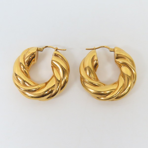実際に弊社で買取させて頂いたCELINE/セリーヌ フープピアス アンティーク ツイスト ゴールドの画像 1枚目