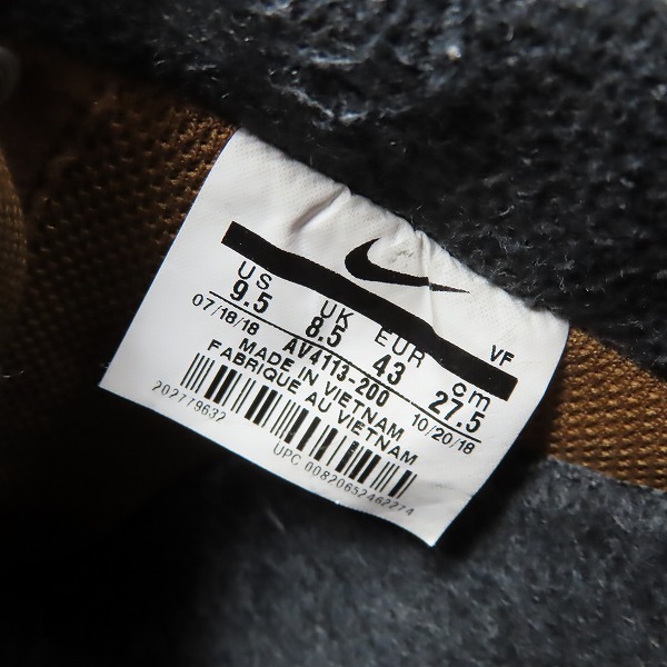 実際に弊社で買取させて頂いたNIKE×Carhartt WIP/ナイキ×カーハート AIR FORCE 1 07 PRM WIP エアフォース1 AV4113-200/27.5の画像 5枚目