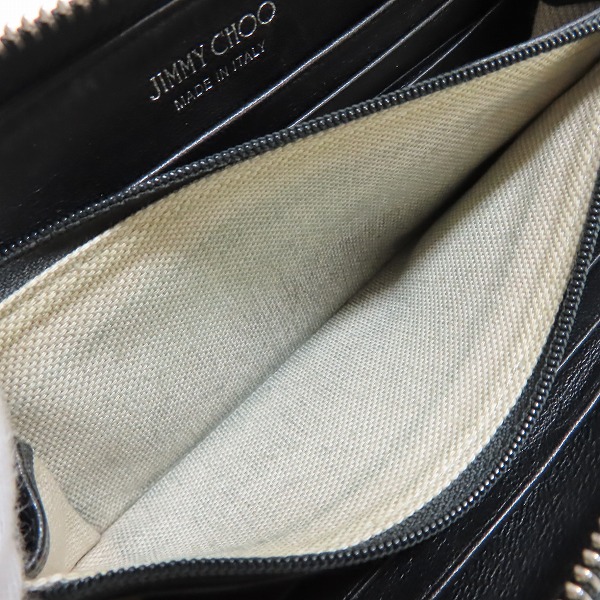 実際に弊社で買取させて頂いたJIMMY CHOO/ジミーチュウ スタースタッズ レザー ラウンドファスナー長財布の画像 5枚目